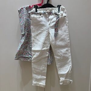 Hope & Henry Girls Floral Top & White Pants Set